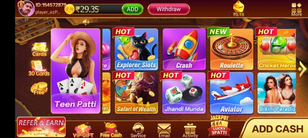 Teen Patti Master Purana Game How Many Games Availble Details Photo
Teen Patti Master Purana
Teen Patti Master Purana
